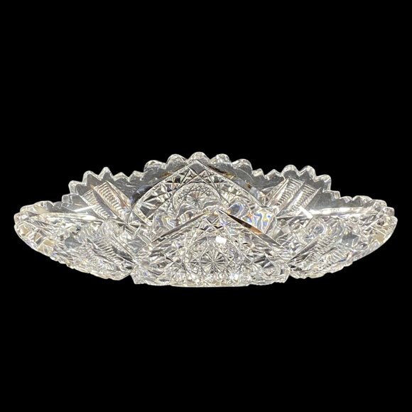 Antique ABP American Brilliant Cut Glass Folded Edge Olive Dish - Picture 1 of 16